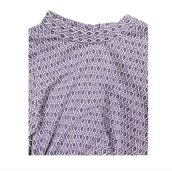 🌞ZARA Jaquard Long Sleeve Cut-out Open Back Mini Dress Purple Retro Geometric - Picture 12 of 14